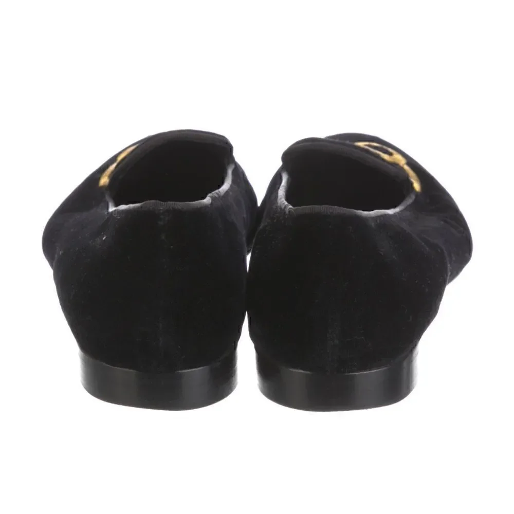 Ralph Lauren Collection Black Velvet Gold Bullion Embroidered Snake Slipper